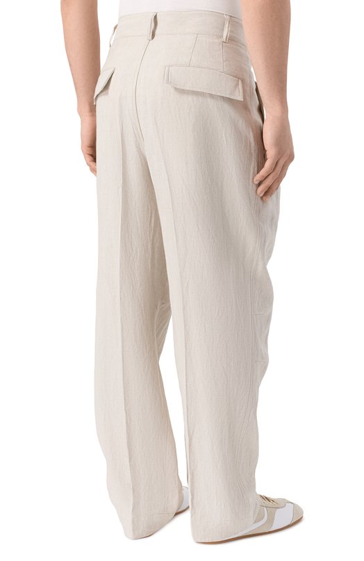 Брюки из хлопка и льна Dries Van Noten 020917/3131 Кремовый  020917/3131 Фото 4