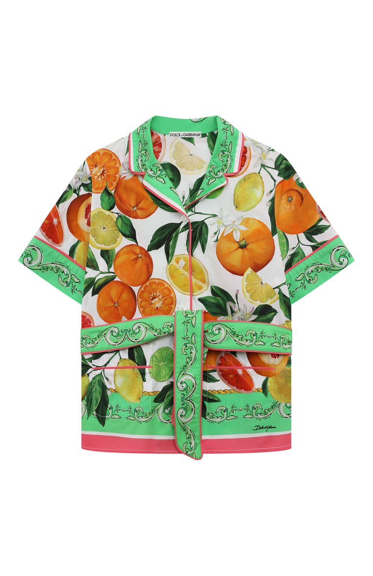 Детское хлопковая рубашка DOLCE & GABBANA разноцветного цвета, арт. L56S07/G7L9A | Фото 1 (Рукава: Короткие; Материал внешний: Хлопок; Случай: Повседневный; Ростовка одежда: 4 года | 104 см, 5 лет | 110 см, 6 лет | 116 см, 10 - 11 лет | 140 - 146см, 8 лет | 128 см, 12 лет | 152 см, 2 года | 92 см, 13 - 15 лет | 158 см, 3 года | 98 см)