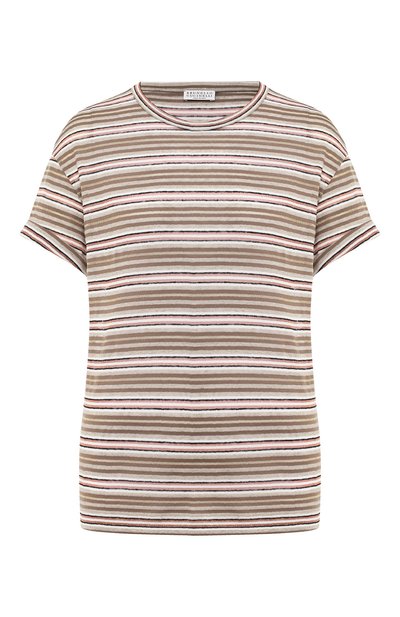 Женская футболка из смеси хлопка и льна BRUNELLO CUCINELLI, арт. MH935BY310