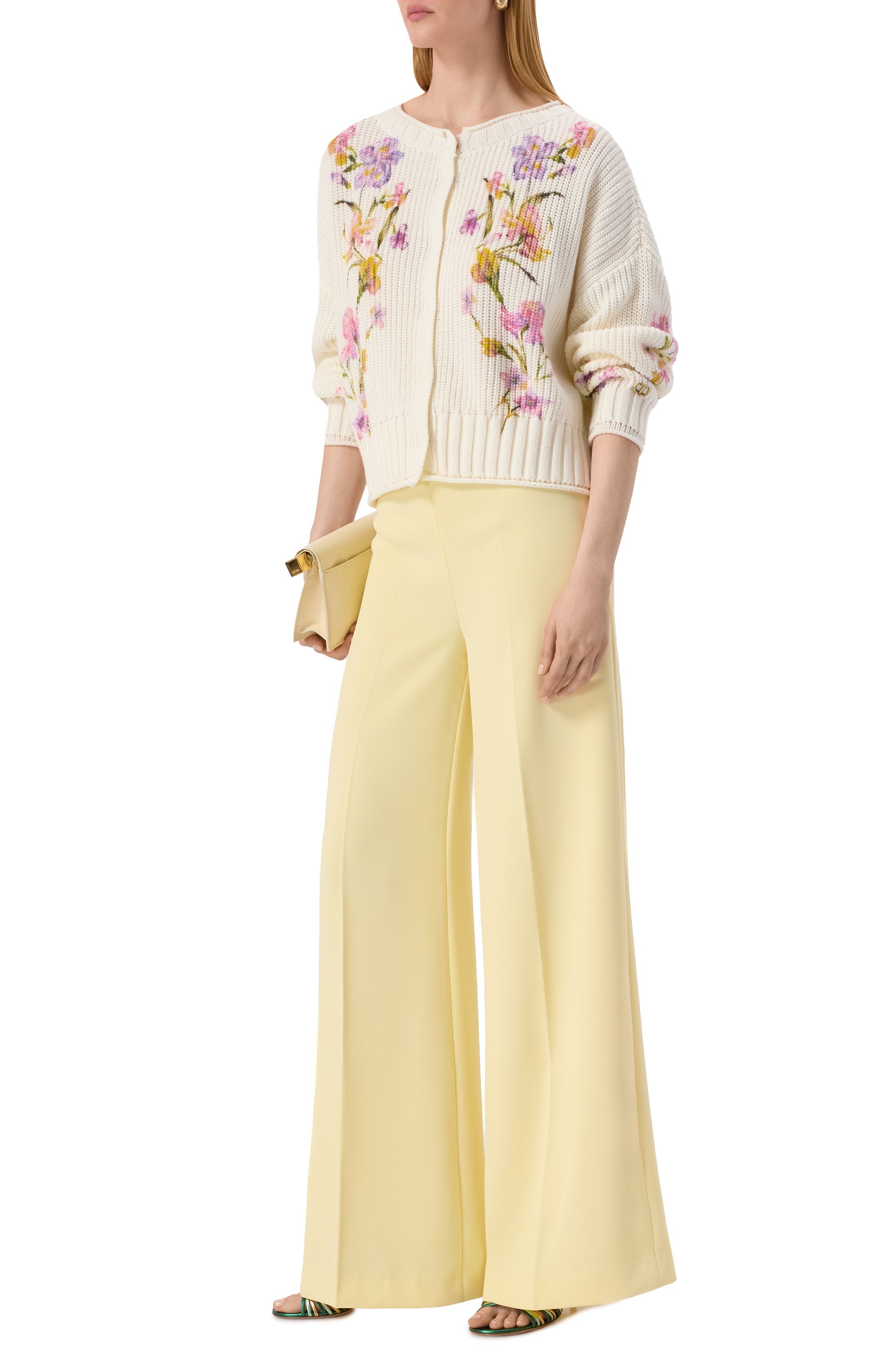 Хлопковый кардиган TWINSET кремового цвета по цене 32600 руб., арт. 251TP3641, фото 2 Хлопковый кардиган TWINSET, арт. 251TP3641, фото 2