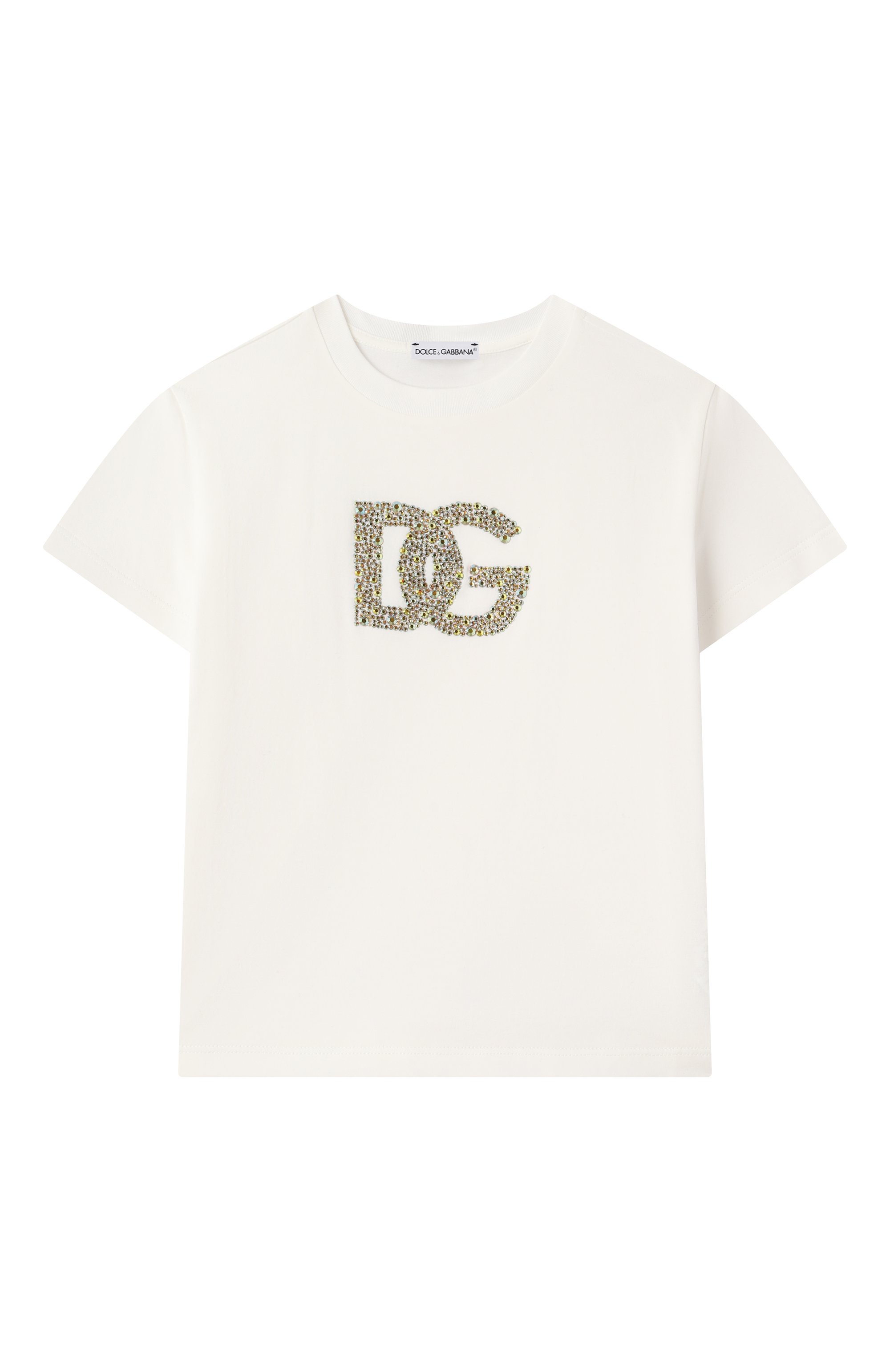 Хлопковая футболка DOLCE & GABBANA белого цвета по цене 34300 руб., арт. L5JT0X/G700X/8-14, фото 1 Хлопковая футболка DOLCE & GABBANA, арт. L5JT0X/G700X/8-14, фото 1