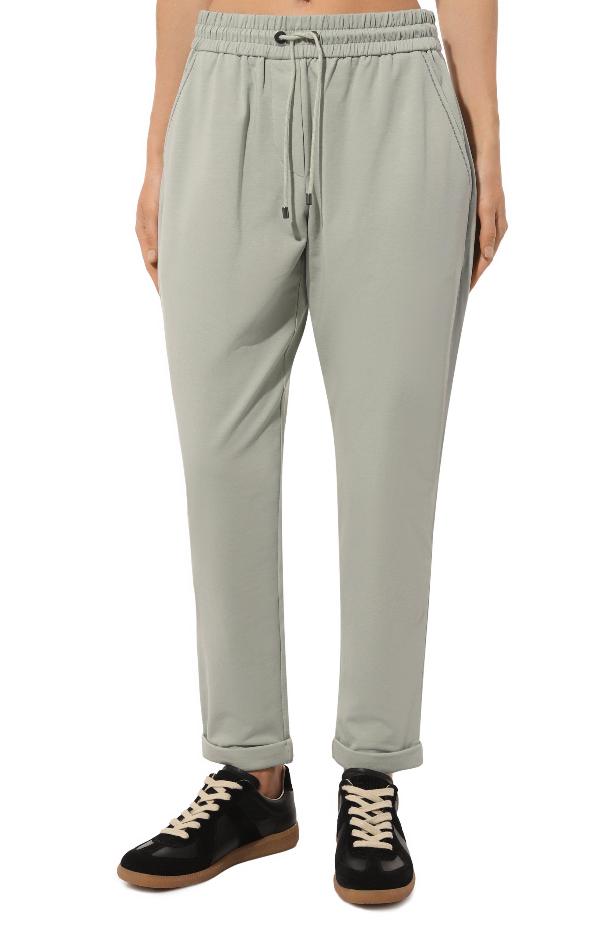 Хлопковые брюки BRUNELLO CUCINELLI светло-зеленого цвета по цене 85900 руб., арт. MH827SA399, фото 3 Хлопковые брюки BRUNELLO CUCINELLI, арт. MH827SA399, фото 3