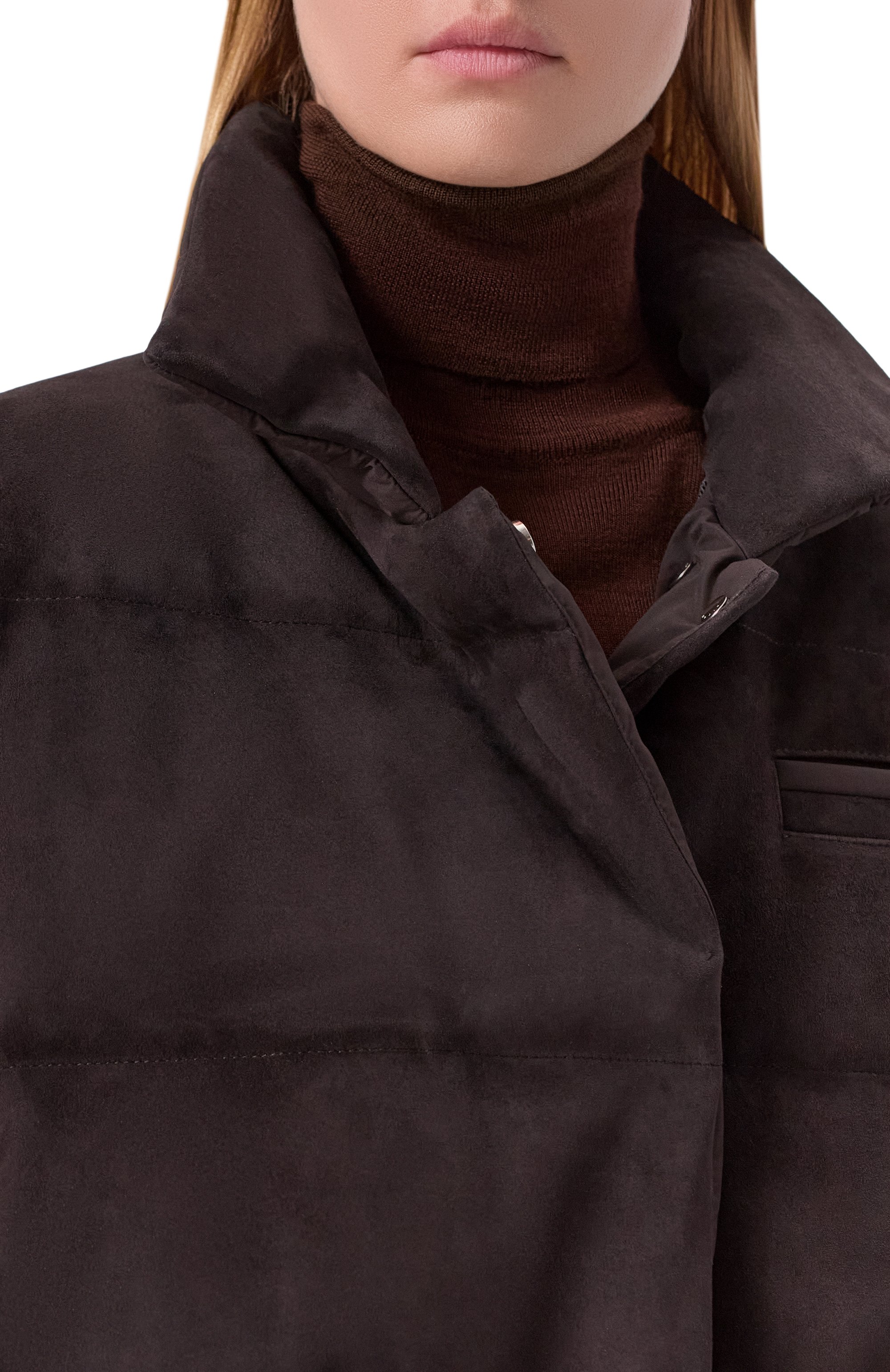 Комбинированный пуховик KITON коричневого цвета по цене 473000 руб., арт. D62628K0563L, фото 5 Комбинированный пуховик KITON, арт. D62628K0563L, фото 5