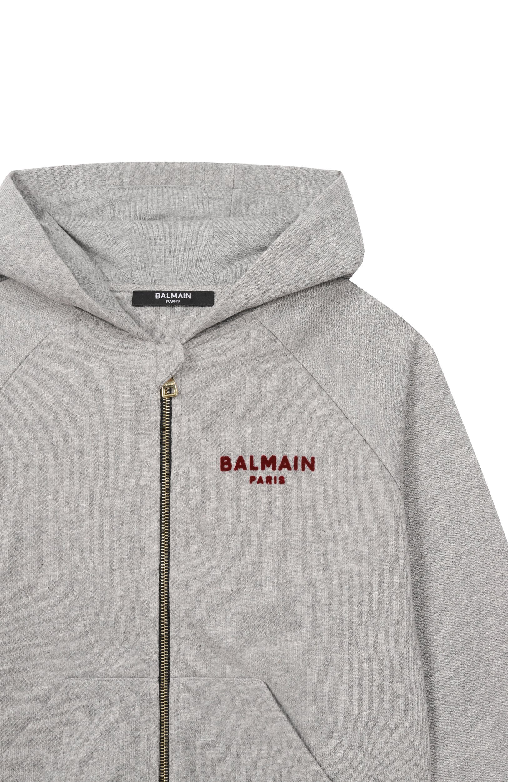 Хлопковая толстовка BALMAIN серого цвета по цене 24550 руб., арт. BZ4350, фото 3 Хлопковая толстовка BALMAIN, арт. BZ4350, фото 3