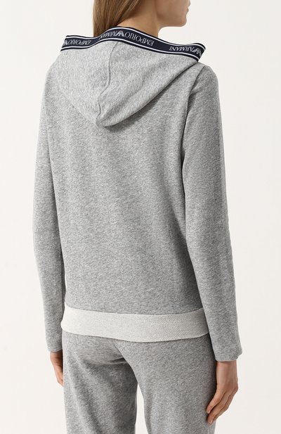 Хлопковый кардиган на молнии с капюшоном EMPORIO ARMANI, арт. 164076/8P287, фото 4