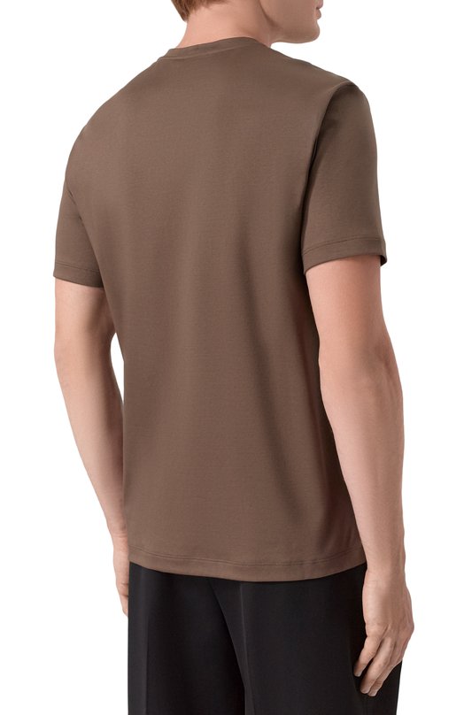 Хлопковая футболка Giorgio Armani 6LSM90/SJTKZ Коричневый  6LSM90/SJTKZ Фото 4