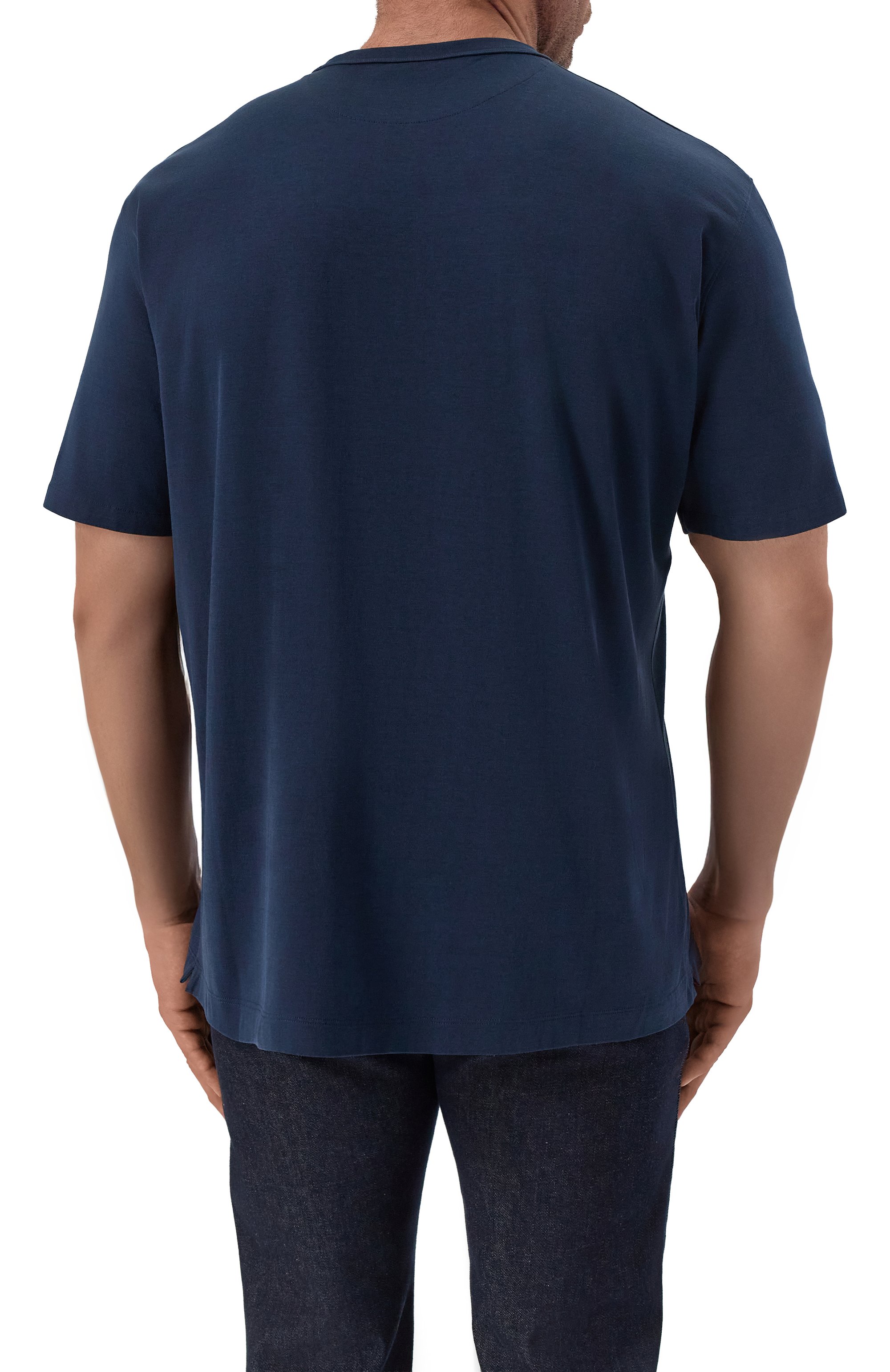 Футболка из шелка и хлопка CORTIGIANI темно-синего цвета по цене 75300 руб., арт. 3A6660, фото 4 Футболка из шелка и хлопка CORTIGIANI, арт. 3A6660, фото 4