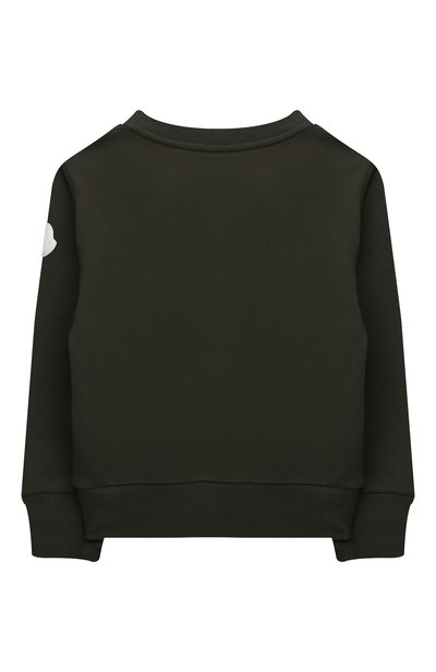 Хлопковый свитшот MONCLER хаки цвета по цене 23450 руб., арт. G1-954-8G761-20-809AG/8-10A, фото 2 Хлопковый свитшот MONCLER, арт. G1-954-8G761-20-809AG/8-10A, фото 2