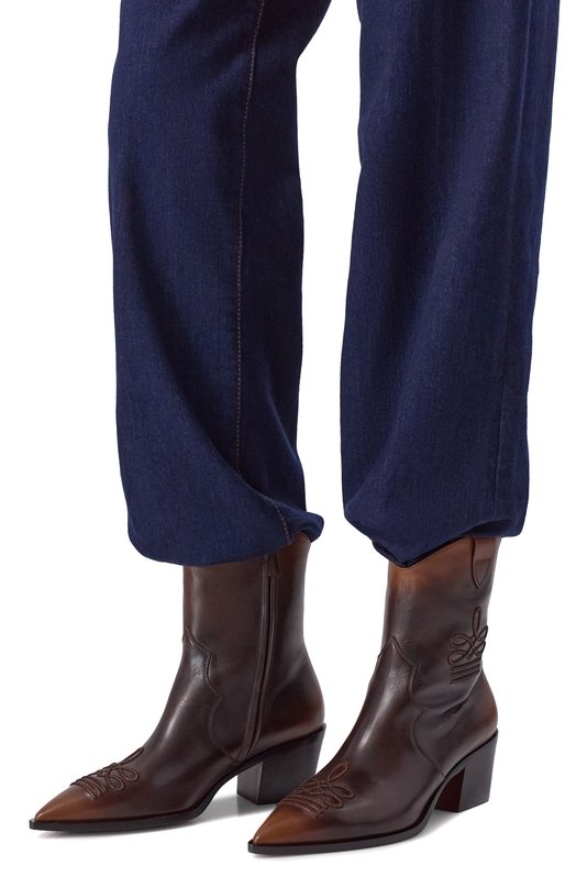 Кожаные ботильоны Santoni WT0G71985BJ2S0WF Коричневый  WT0G71985BJ2S0WF Фото 2