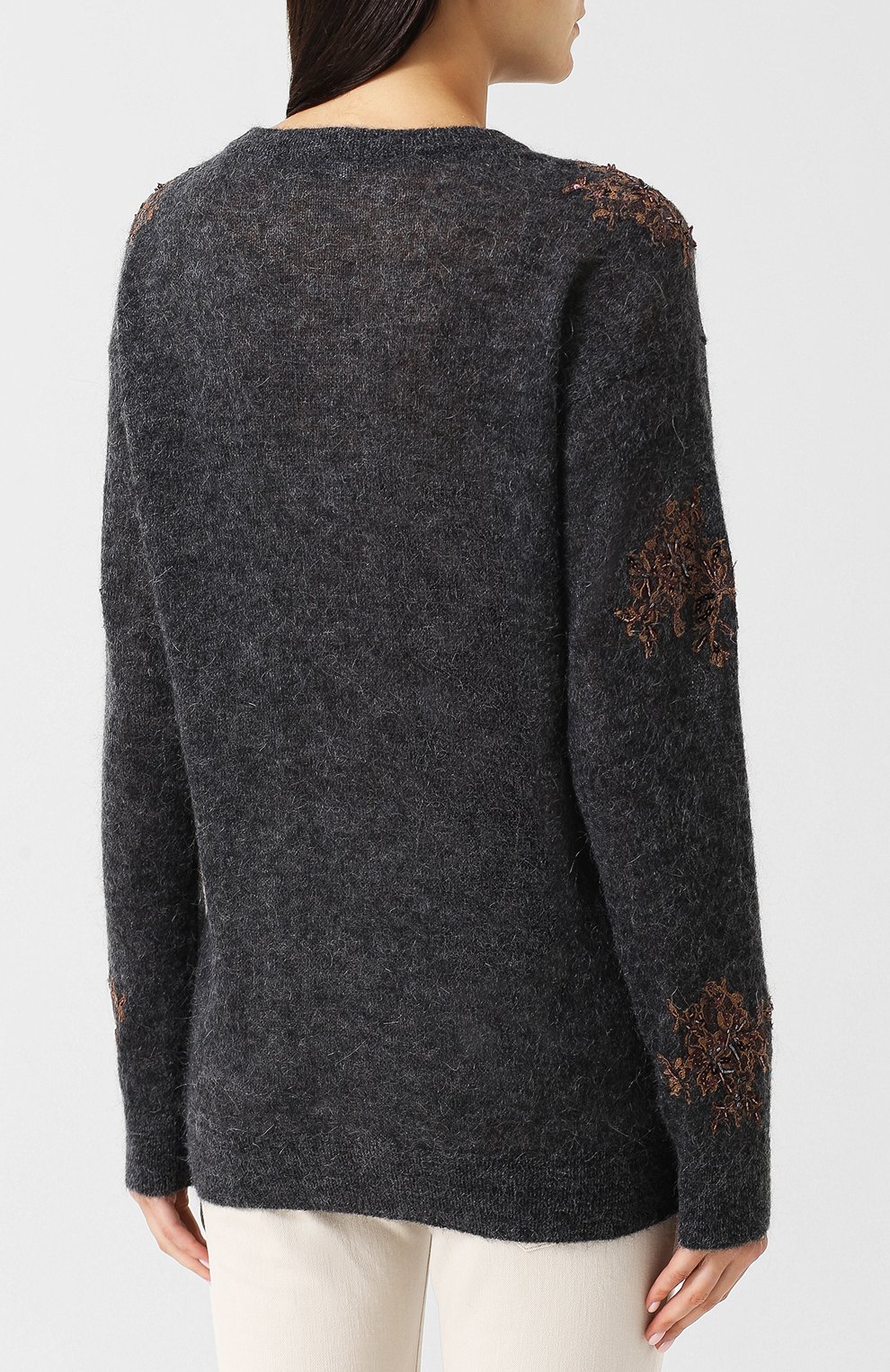 Вязаный пуловер с декоративной отделкой BRUNELLO CUCINELLI, арт. M1V769600, фото 4