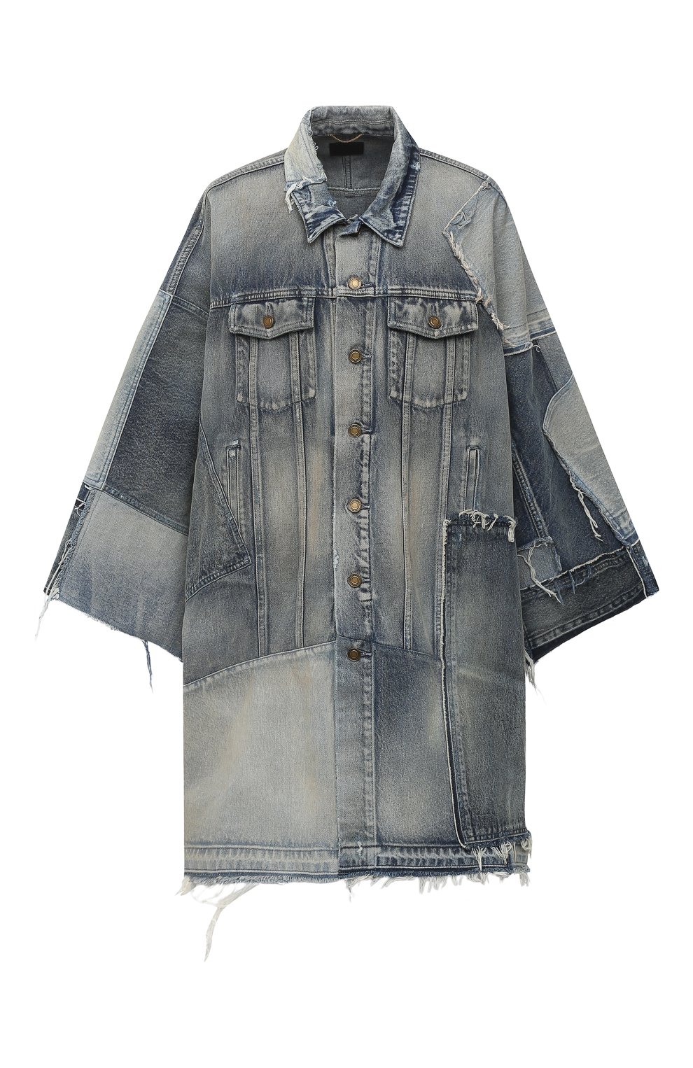 Джинсовое пальто SAINT LAURENT голубого цвета по цене 435500 руб., арт. 641234/Y372F, фото 1 Джинсовое пальто SAINT LAURENT, арт. 641234/Y372F, фото 1