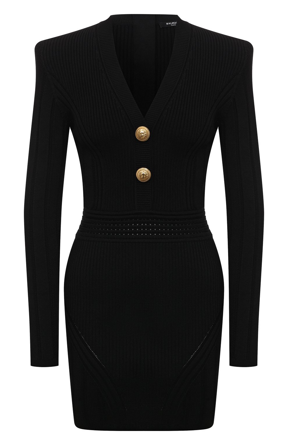Платье из вискозы BALMAIN черного цвета по цене 213000 руб., арт. YF0R8062KB39, фото 1 Платье из вискозы BALMAIN, арт. YF0R8062KB39, фото 1