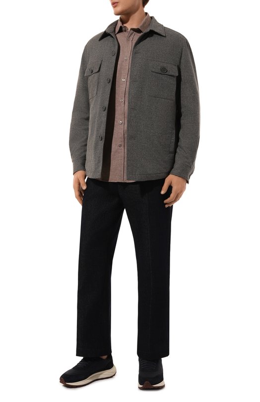 Рубашка из хлопка и льна Paul&Shark 14313102CF Коричневый  14313102CF Фото 2