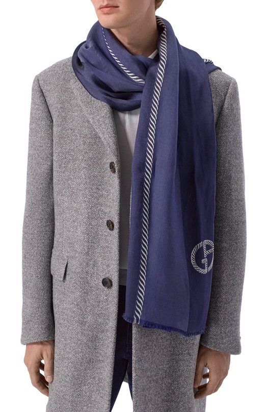 Шарф из шелка и вискозы Giorgio Armani GM002974/AF24220 Синий  GM002974/AF24220 Фото 2