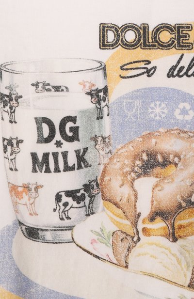 Хлопковая футболка DOLCE & GABBANA кремового цвета по цене 23600 руб., арт. L5JTNJ/G7P1N_001, фото 3 Хлопковая футболка DOLCE & GABBANA, арт. L5JTNJ/G7P1N_001, фото 3