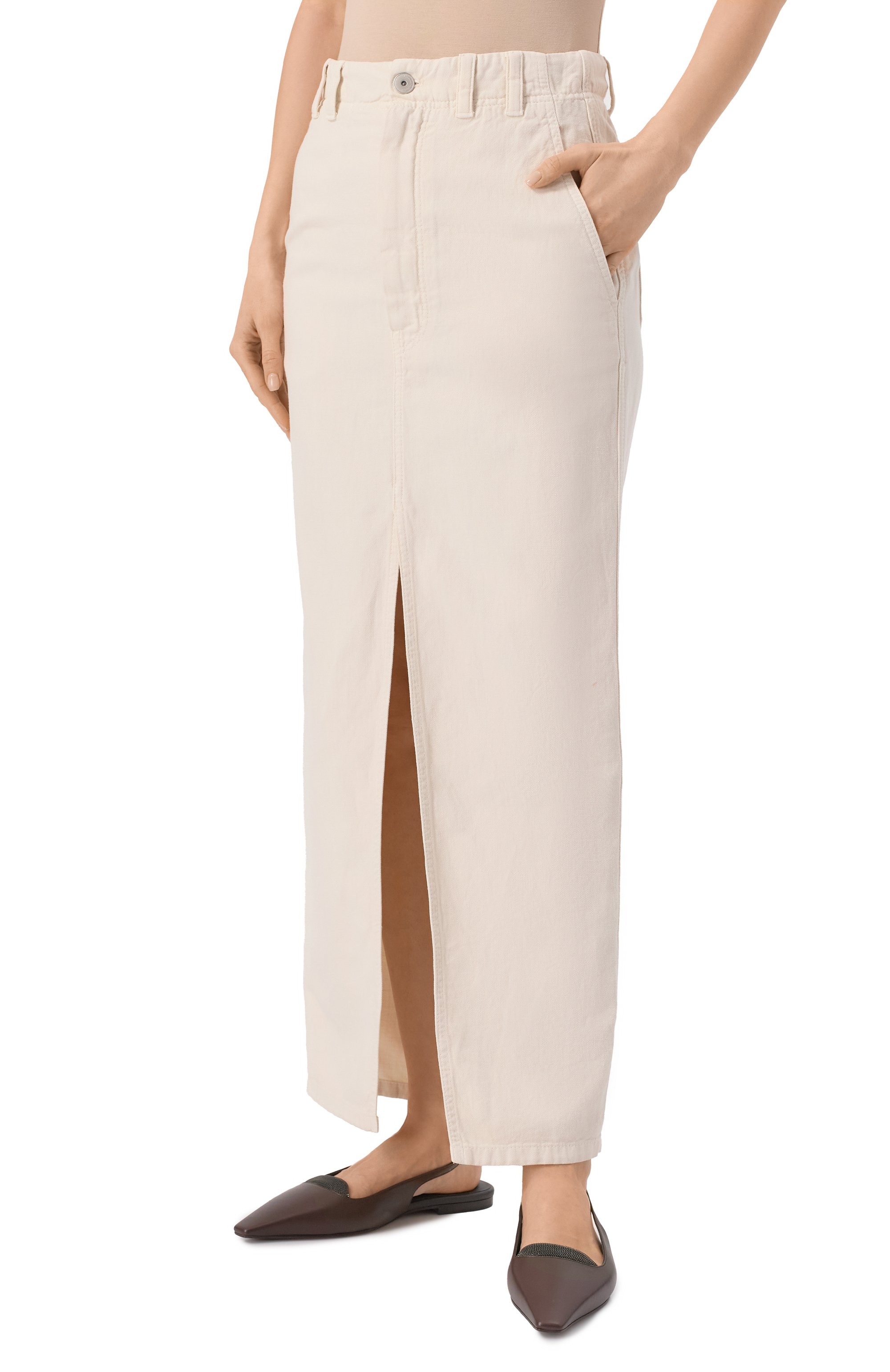 Юбка из хлопка и льна BRUNELLO CUCINELLI, арт. ML996G3822, фото 3