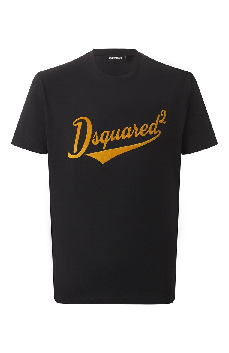 Мужская хлопковая футболка DSQUARED2 черного цвета, арт. S74GD1394/D20020 | Фото 1 (Длина (для топов): Стандартные; Драгоценные камни: Проставлено; Рукава: Короткие; Материал сплава: Проставлено; Принт: С принтом; Стили: Кэжуэл; Материал внешний: Хлопок; Кросс-КТ: Джерси; Мужское Кросс-КТ: Футболка-одежда)