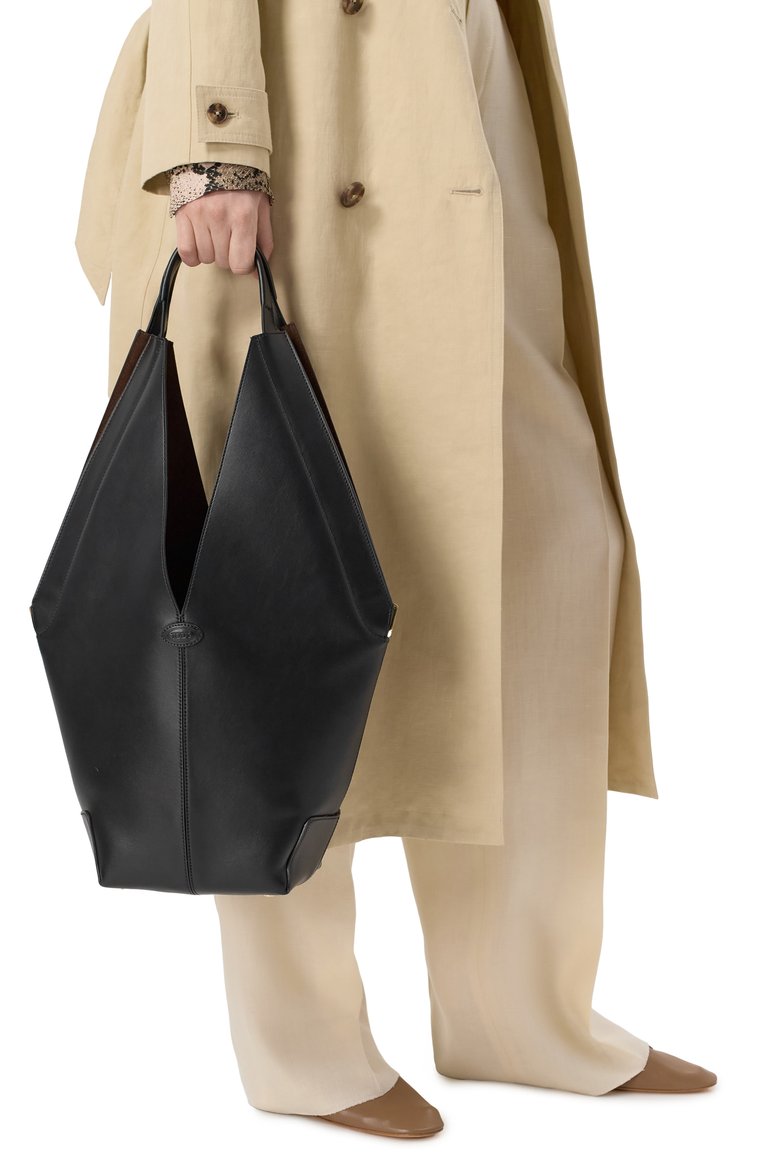 Женская сумка-тоут di folio small TOD’S черного цвета, арт. XBWDBMET200R0R | Фото 2 (Материал: Натуральная кожа; Автоматизация ТО: Проставлено; Размер: small; Автоматизация состава: Проставлено)