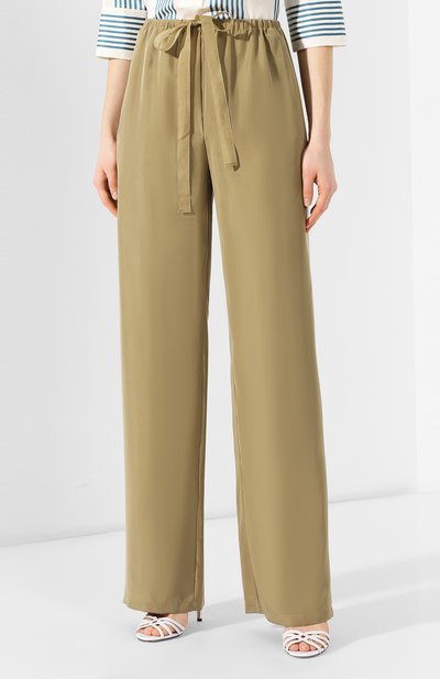 Шелковые брюки ROBERTO CAVALLI хаки цвета по цене 72500 руб., арт. IQT225/SY014, фото 3 Шелковые брюки ROBERTO CAVALLI, арт. IQT225/SY014, фото 3