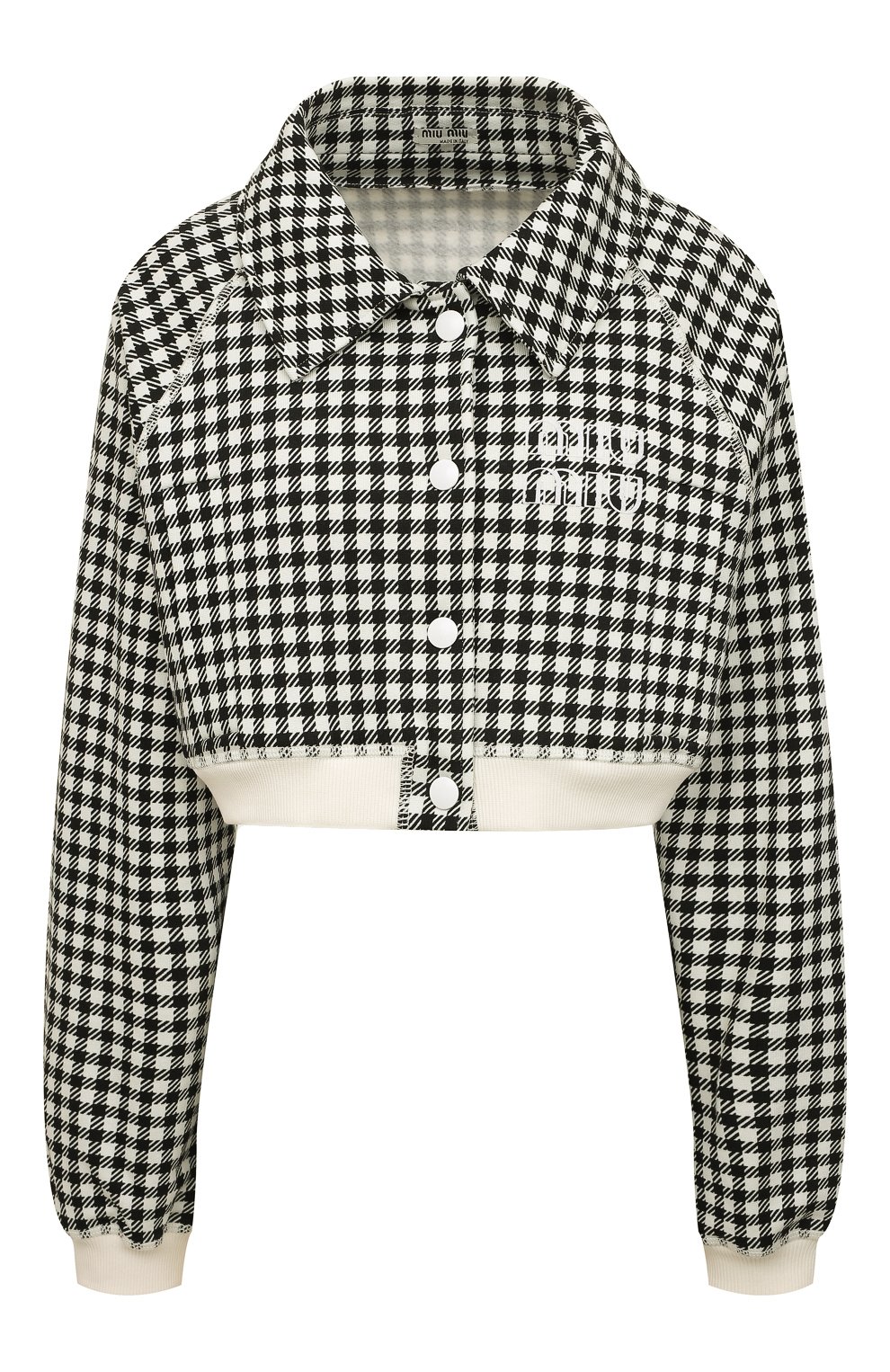 Хлопковая куртка MIU MIU черно-белого цвета по цене 155000 руб., арт. MJL819-10OP-F0967, фото 1 Хлопковая куртка MIU MIU, арт. MJL819-10OP-F0967, фото 1