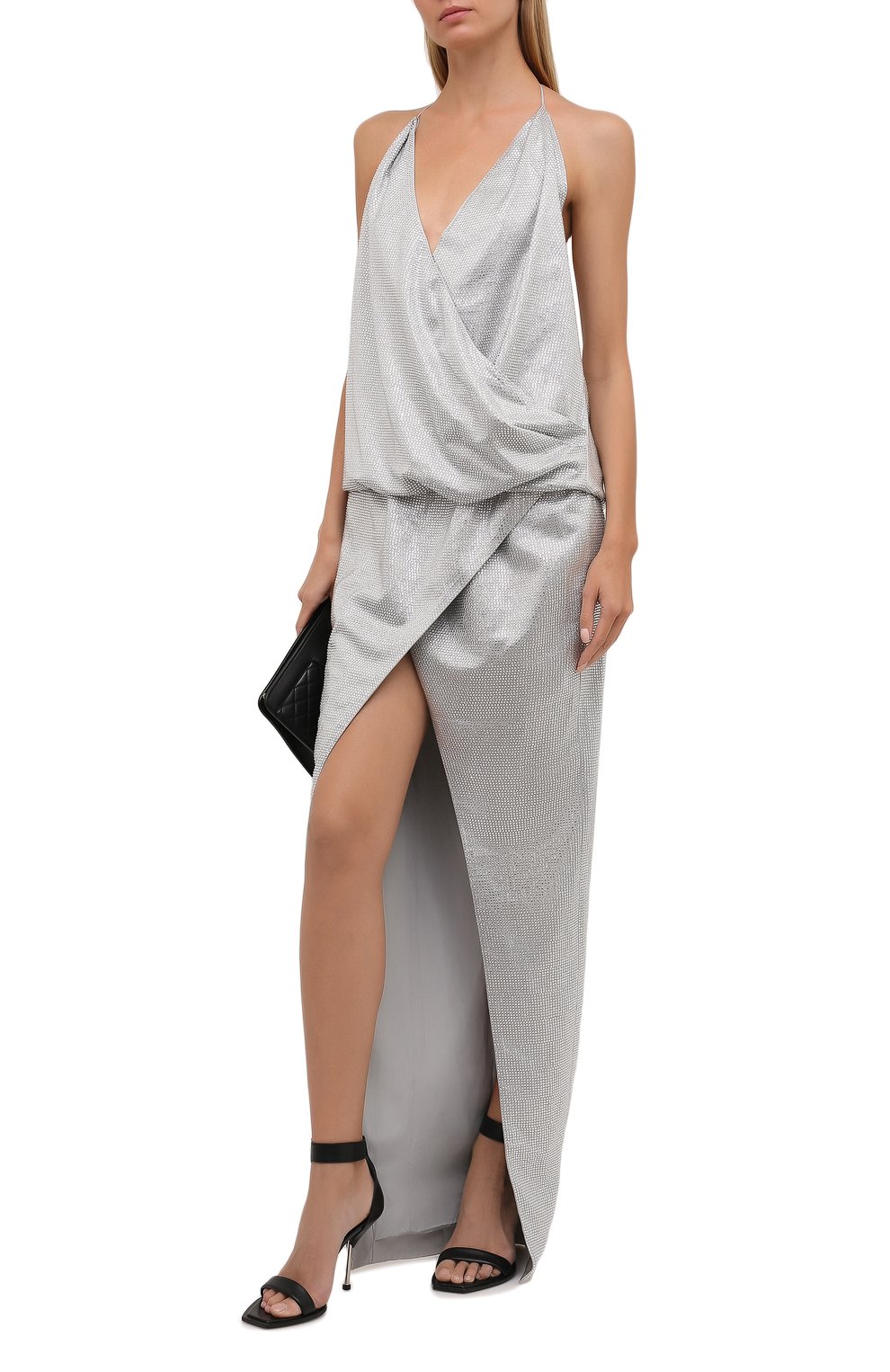 Платье из вискозы BALMAIN светло-серого цвета по цене 957000 руб., арт. VF0RN030/A095, фото 2 Платье из вискозы BALMAIN, арт. VF0RN030/A095, фото 2