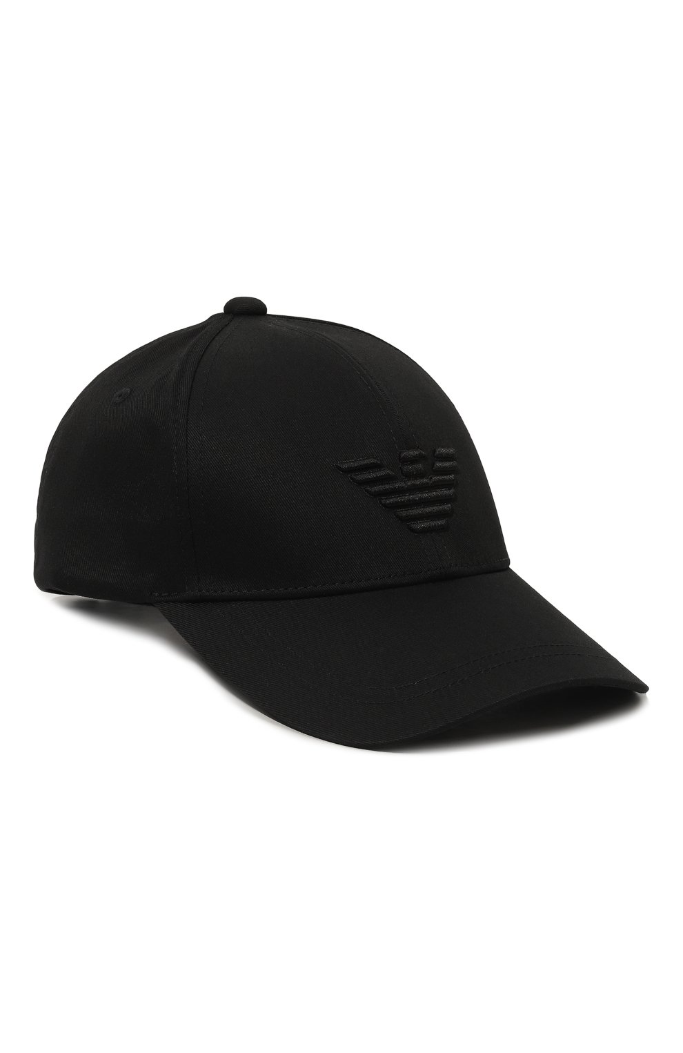 Хлопковая бейсболка EMPORIO ARMANI черного цвета по цене 8755 руб., арт. 230102/4R500, фото 1 Хлопковая бейсболка EMPORIO ARMANI, арт. 230102/4R500, фото 1