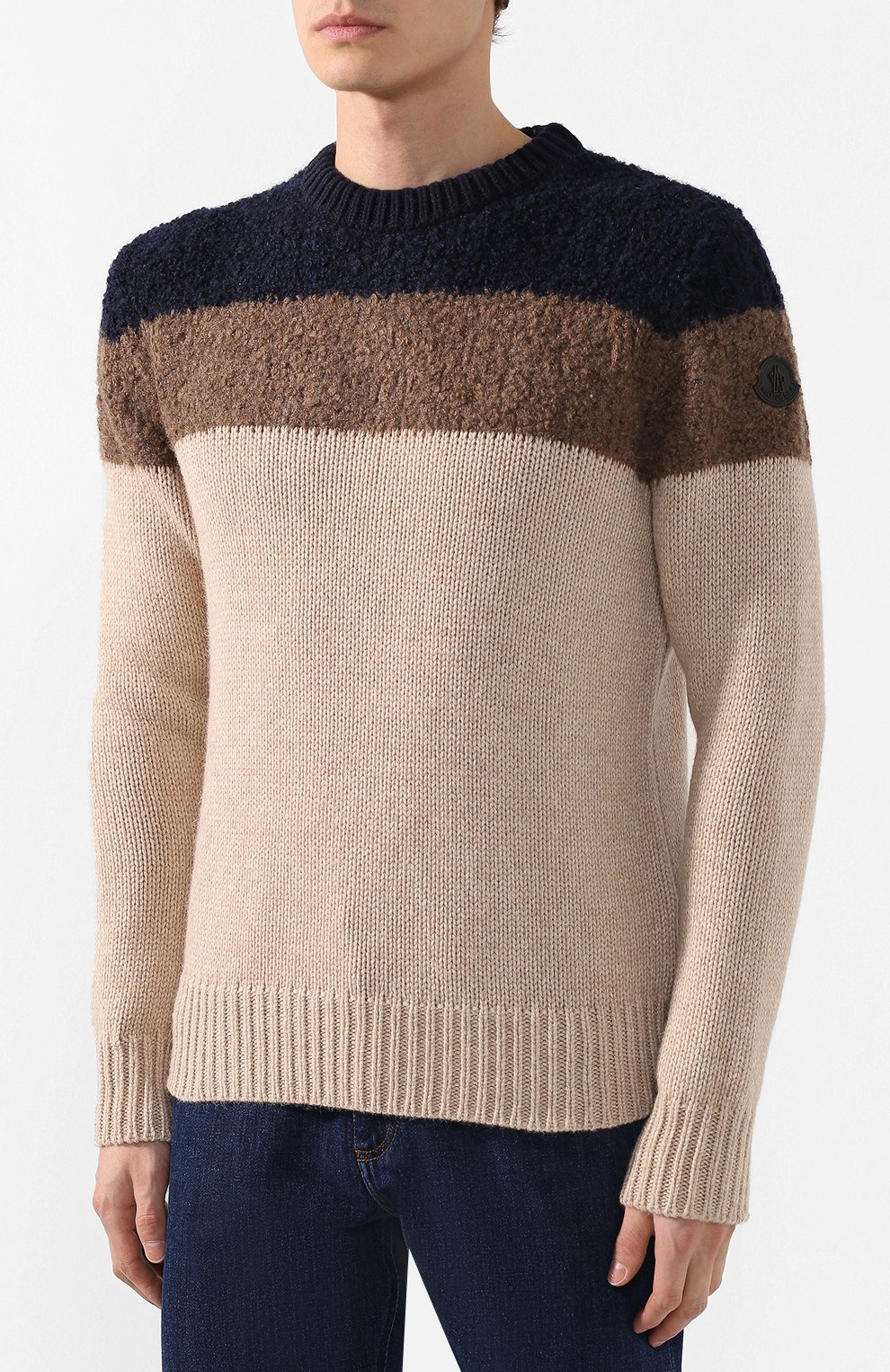 Шерстяной свитер с принтом MONCLER бежевого цвета по цене 36250 руб., арт. D2-091-90307-00-999CW, фото 3 Шерстяной свитер с принтом MONCLER, арт. D2-091-90307-00-999CW, фото 3