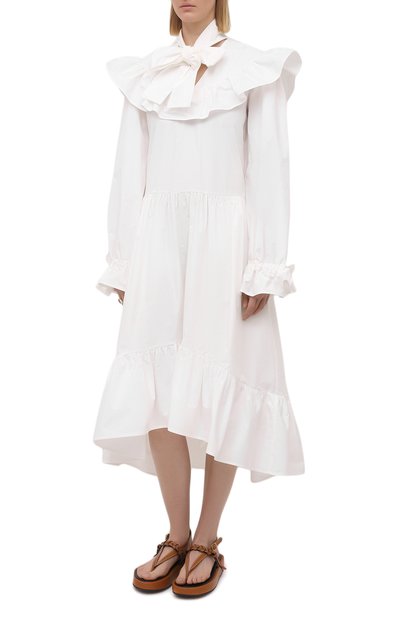 Хлопковое платье MSGM белого цвета по цене 56850 руб., арт. 3041MDA23 217104, фото 3 Хлопковое платье MSGM, арт. 3041MDA23 217104, фото 3