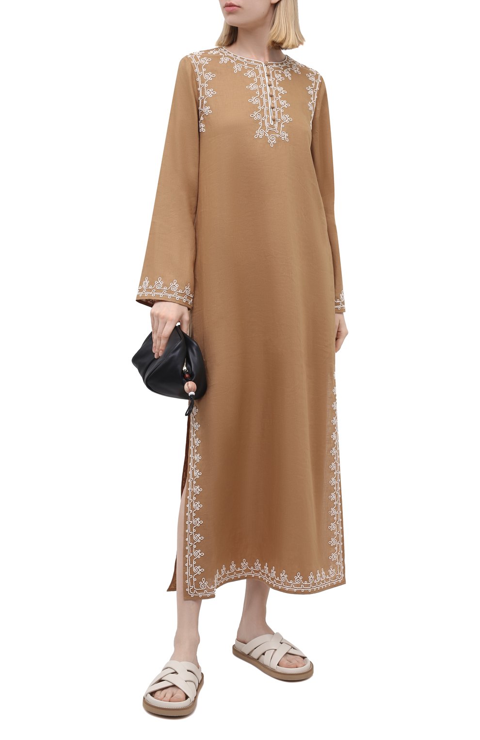 Льняная туника TORY BURCH золотого цвета по цене 66800 руб., арт. 87506, фото 2 Льняная туника TORY BURCH, арт. 87506, фото 2