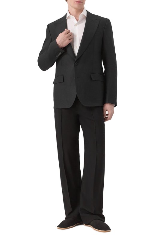 Льняной пиджак Dolce & Gabbana G2QS6T/FU4MC Чёрный  G2QS6T/FU4MC Фото 3