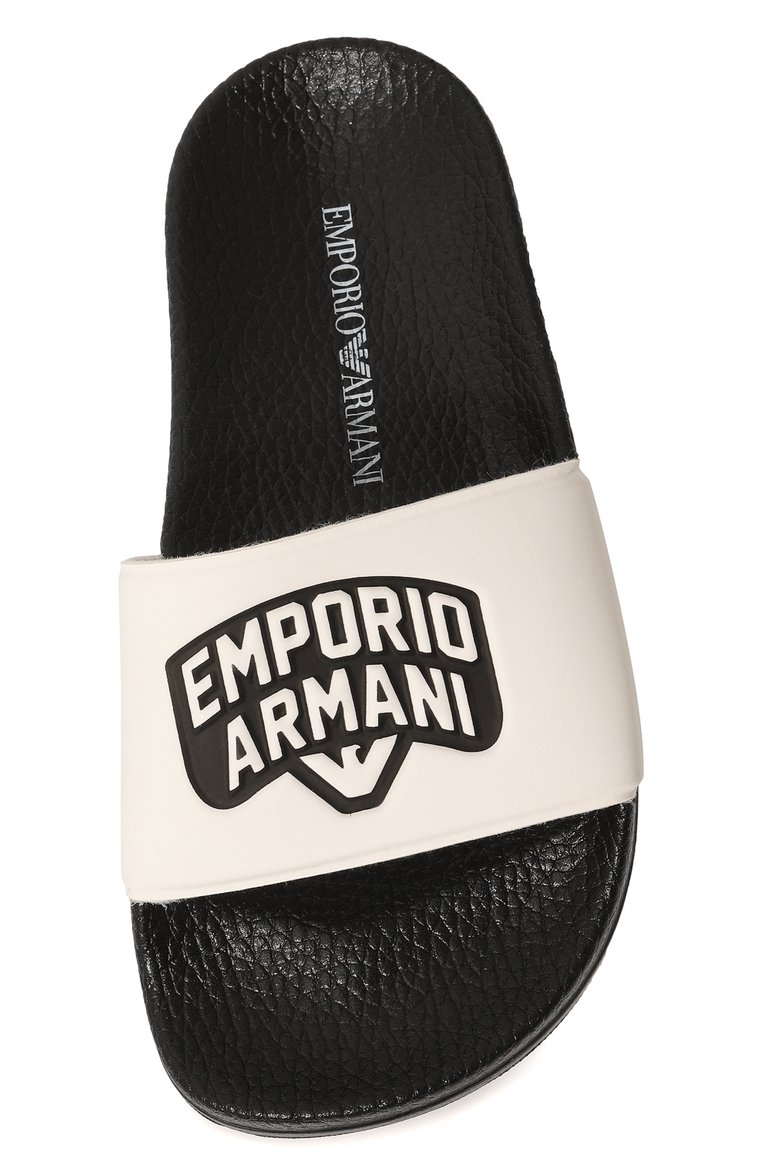 Детские шлепанцы EMPORIO ARMANI белого цвета, арт. XYPS07/X0Z20 | Фото 4 (Региональные ограничения белый список (Axapta Mercury): Не проставлено; Материал сплава: Проставлено; Нос: Не проставлено; Материал внутренний: Текстиль; Материал внешний: Пластик, Резина)