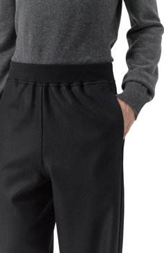 Мужские шерстяные брюки JIL SANDER черного цвета, арт. J61KA0043/J40045 | Фото 5 (Материал внешний: Шерсть; Материал сплава: Проставлено; Драгоценные камни: Проставлено; Длина (брюки, джинсы): Стандартные; Стили: Спорт-шик; Случай: Повседневный; Силуэт М (брюки): Прямые)