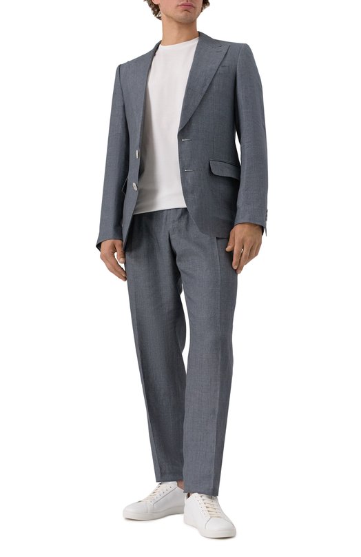 Льняной пиджак Dolce & Gabbana G2QS6T/FU4MF Серый  G2QS6T/FU4MF Фото 3