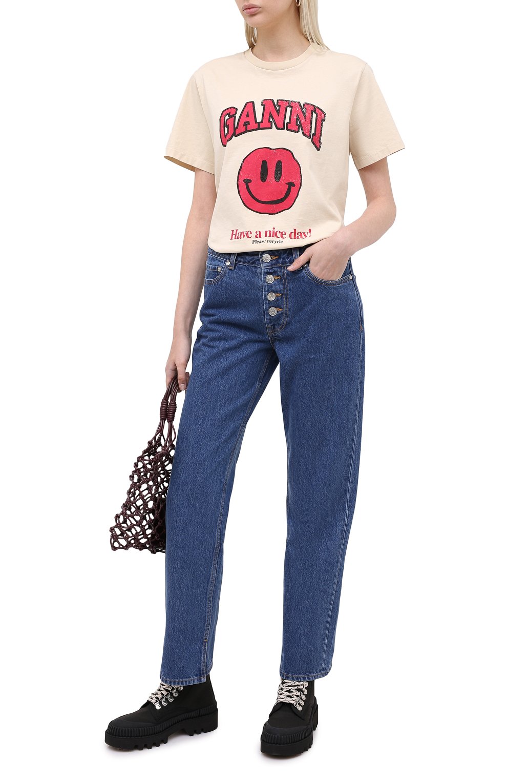 Хлопковая футболка GANNI, арт. T2654, фото 2