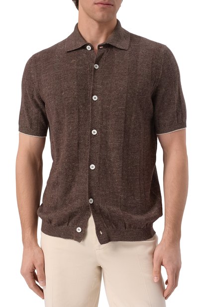 Рубашка изо льна и хлопка BRUNELLO CUCINELLI, арт. M2L707805, фото 3