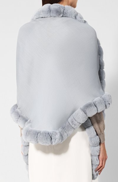 Пончо из смеси кашемира и шелка с отделкой из меха шиншиллы LORO PIANA, арт. FAI0932, фото 4