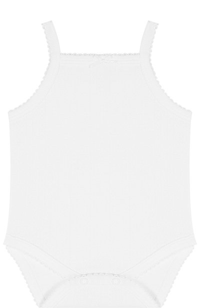 Хлопковое боди на бретельках KISSY KISSY белого цвета по цене 2290 руб., арт. 141155, фото 1 Хлопковое боди на бретельках KISSY KISSY, арт. 141155, фото 1
