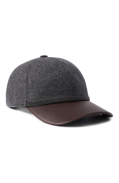 Женская бейсболка из шерсти и кожи BRUNELLO CUCINELLI, арт. MCAP90223P