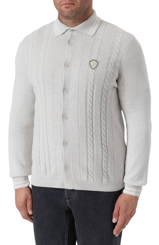Хлопковый кардиган Brunello Cucinelli M28707925T Серый  M28707925T Фото 3