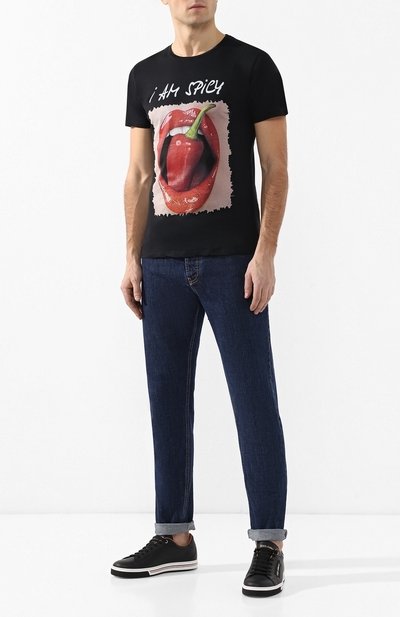 Хлопковая футболка BISIBIGLIO черного цвета по цене 7210 руб., арт. I AM SPICY, фото 2 Хлопковая футболка BISIBIGLIO, арт. I AM SPICY, фото 2