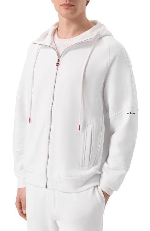 Хлопковая толстовка Kiton UMKZ02301 Белый  UMKZ02301 Фото 3