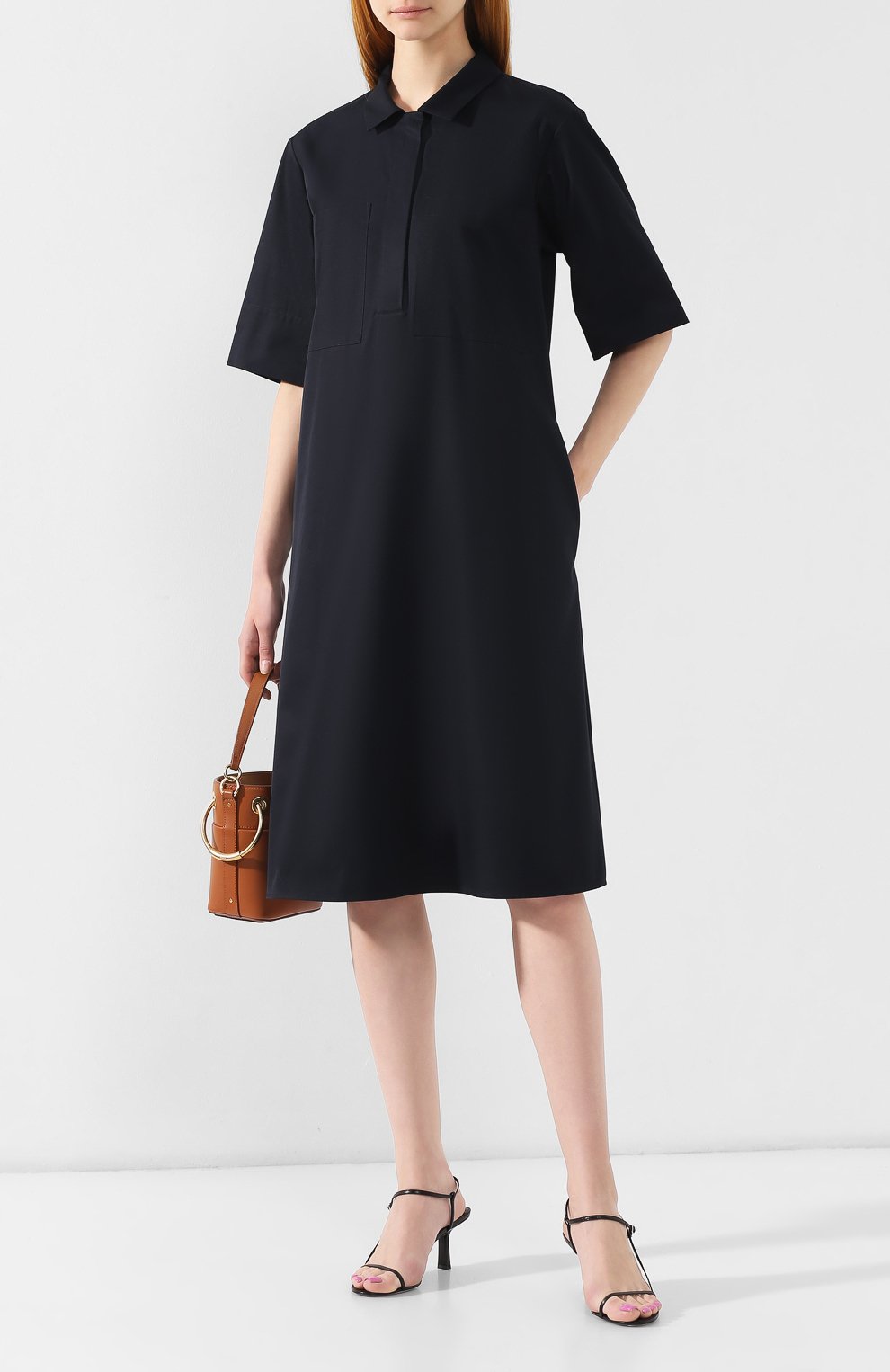 Хлопковое платье JIL SANDER NAVY темно-синего цвета по цене 34750 руб., арт. JNWM5020A/JM2434, фото 2 Хлопковое платье JIL SANDER NAVY, арт. JNWM5020A/JM2434, фото 2