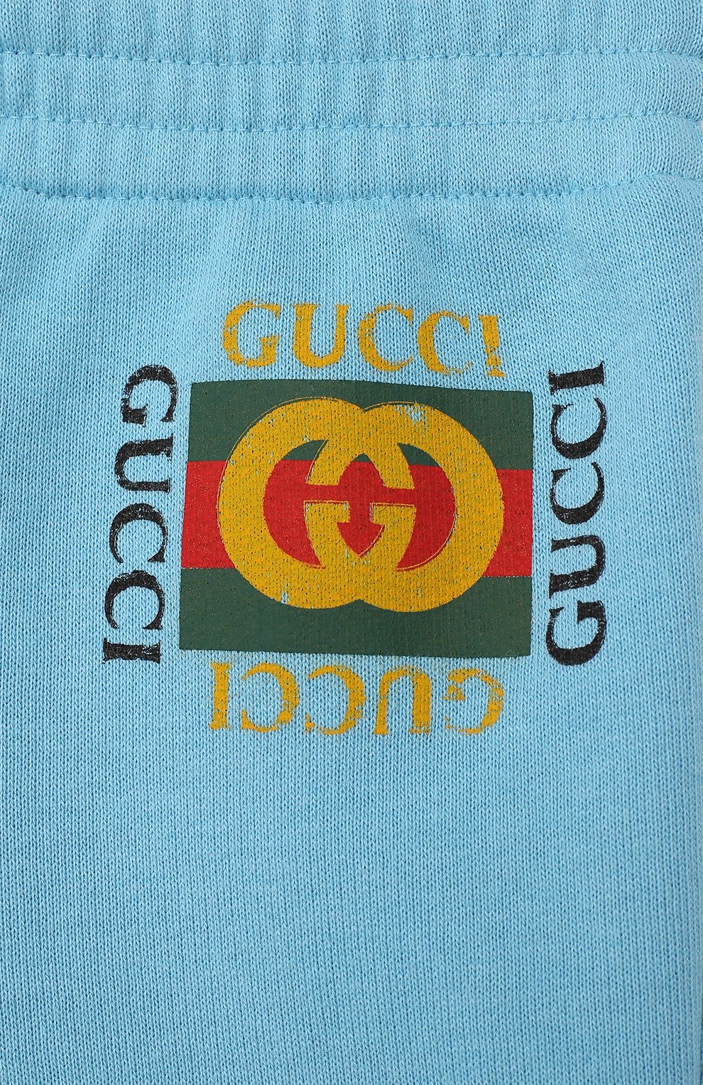Хлопковые джоггеры с логотипом бренда GUCCI голубого цвета по цене 15850 руб., арт. 509179/X3L00, фото 3 Хлопковые джоггеры с логотипом бренда GUCCI, арт. 509179/X3L00, фото 3