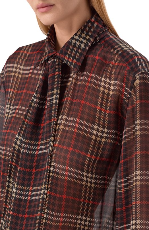 Шелковая блузка Saint Laurent 838125/Y3H84 Коричневый  838125/Y3H84 Фото 5