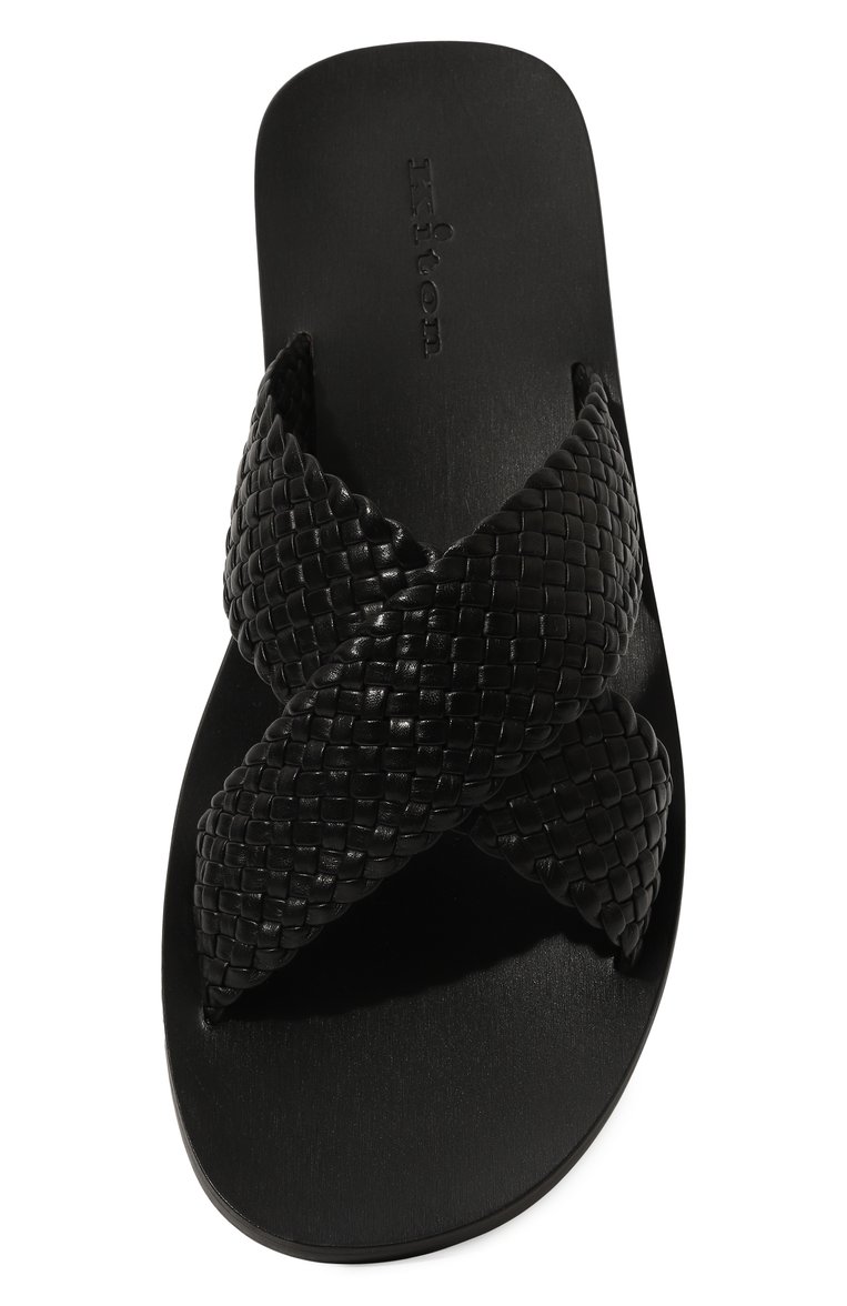 Мужские кожаные шлепанцы KITON черного цвета, арт. USSA035N00982 | Фото 6 (Нос: Не проставлено; Материал внутренний: Натуральная кожа; Материал внешний: Натуральная кожа)