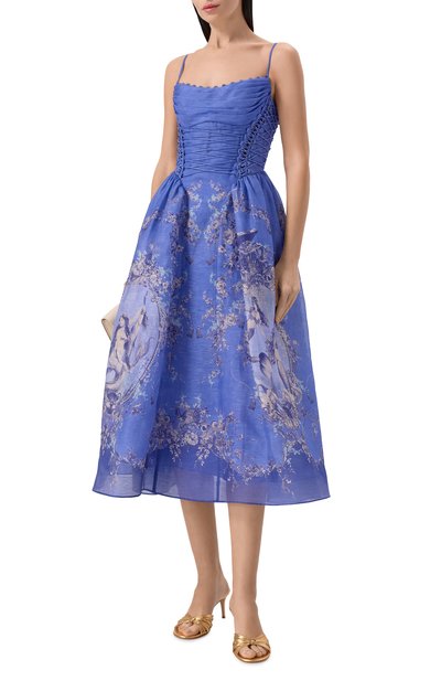 Платье изо льна и шелка ZIMMERMANN синего цвета по цене 360500 руб., арт. 6347DC261, фото 2 Платье изо льна и шелка ZIMMERMANN, арт. 6347DC261, фото 2