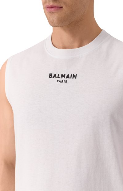 Хлопковая майка BALMAIN белого цвета по цене 42200 руб., арт. FH1EC025/BD10, фото 5 Хлопковая майка BALMAIN, арт. FH1EC025/BD10, фото 5