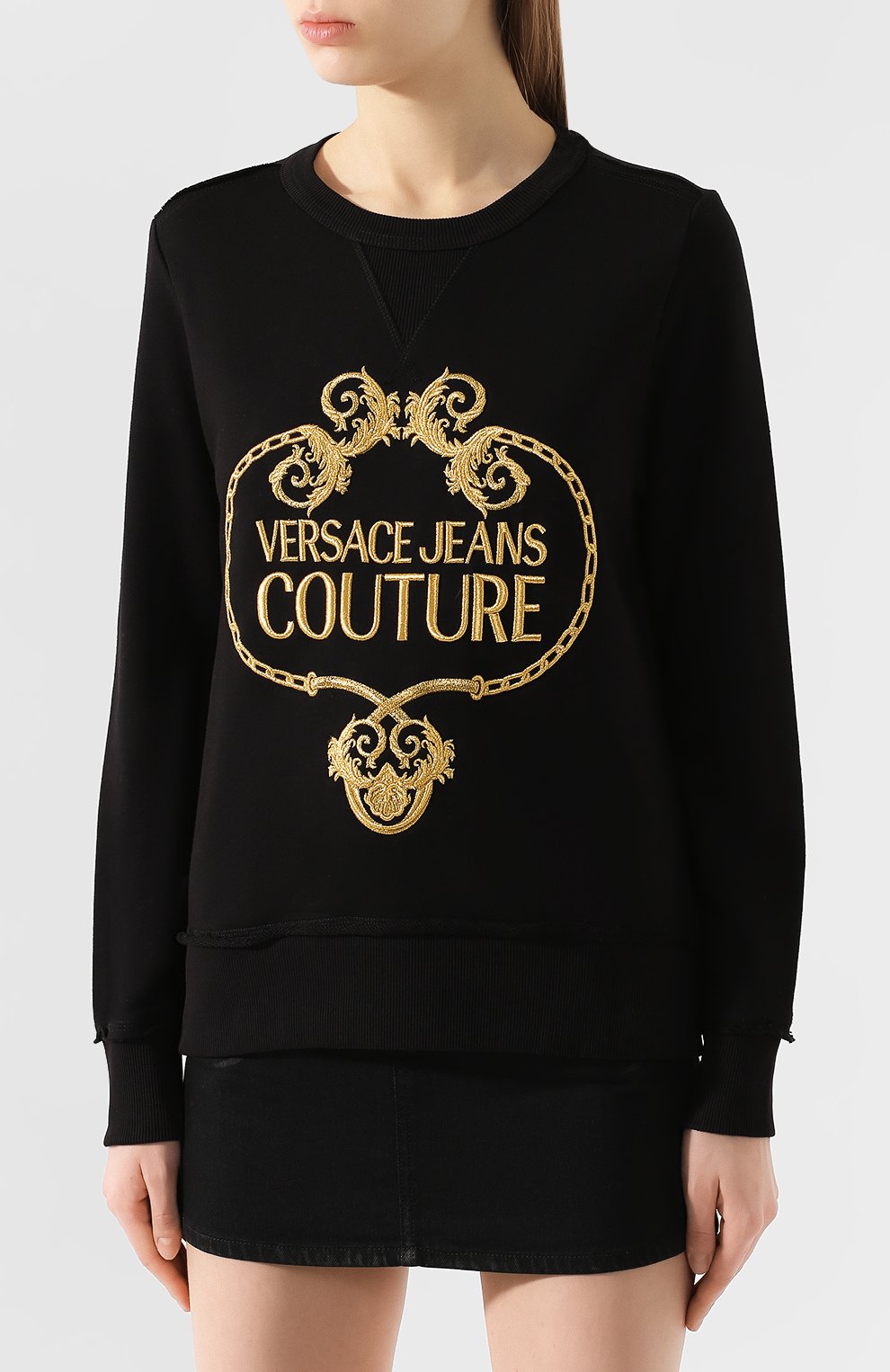 Хлопковый свитшот VERSACE JEANS COUTURE черного цвета по цене 25050 руб., арт. B6HVA73T-VDP309 36/30318, фото 3 Хлопковый свитшот VERSACE JEANS COUTURE, арт. B6HVA73T-VDP309 36/30318, фото 3
