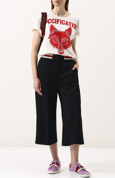 Текстильные кеды ace с кружевной отделкой GUCCI, арт. 498705/9MW10, фото 2