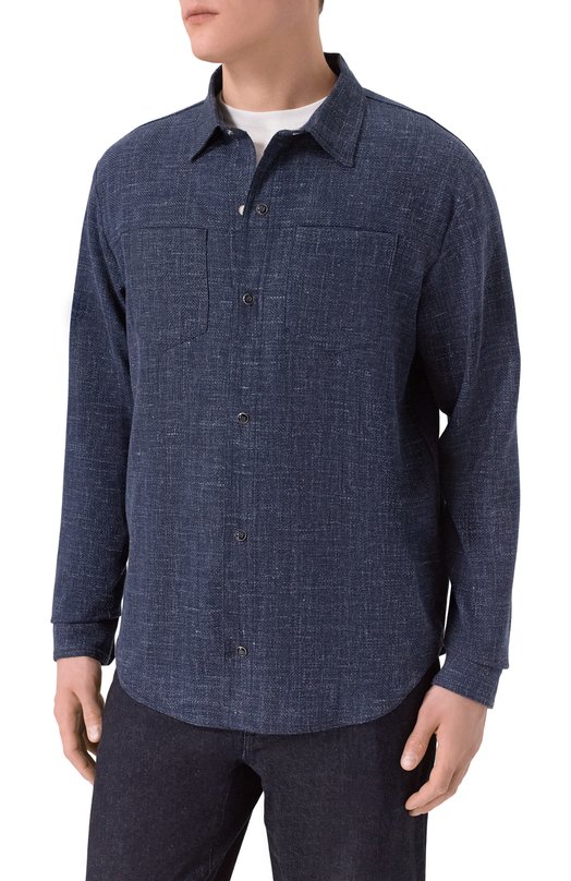 Рубашка из шерсти и кашемира Marco Pescarolo ZEUS/5326 Синий  ZEUS/5326 Фото 3